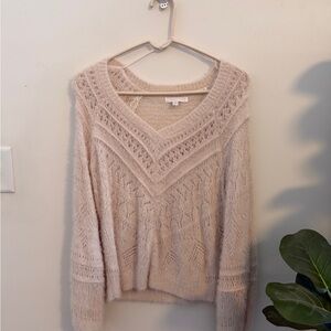 Lauren Conrade Pointelle light Pink Sweater